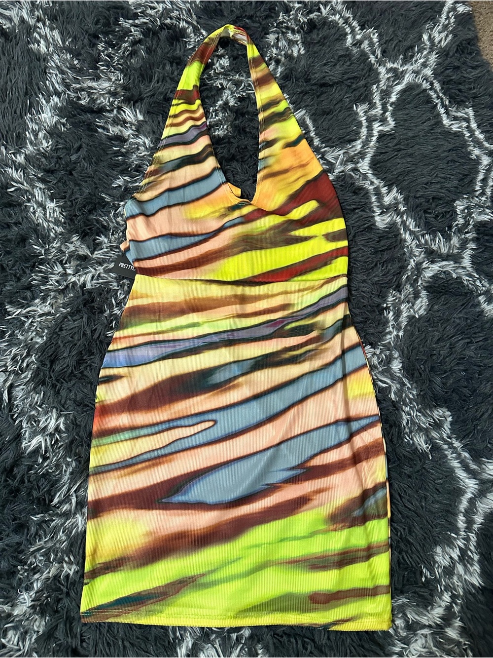 PrettyLittleThing Halter Neck Multi-Color Print Bodycon Dress